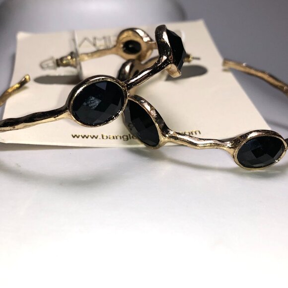 Amrita Gold & Black Hoop Earrings - Picture 4 of 5